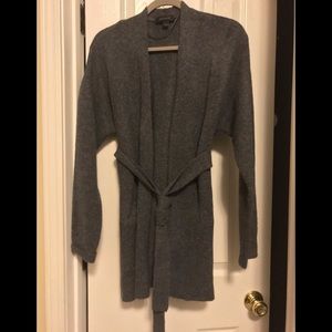Front wrap cardigan in subtle bluish gray hue-NWOT